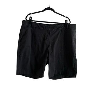 Talbots Woman Petites Sz 20WP Black Flat Front Pocketed 9" Inseam Chino Shorts